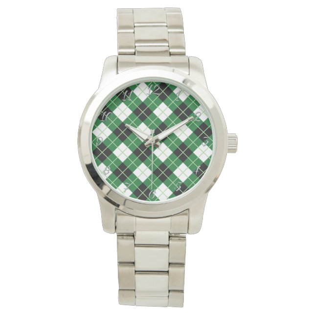 Klassiskt tidlöst klan Argyle diagonalt diamantrut Armbandsur (Framsida)