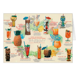 Klassiskt Tiki Cocktail-menykort Hälsningskort