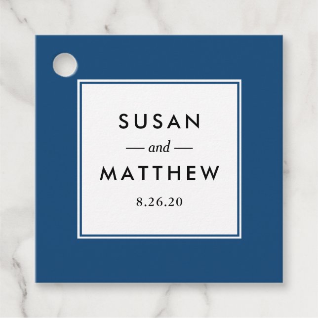 Klassiskt tjockt Gräns-marinblått Bröllop Gåvor Etiketter (Framsida)
