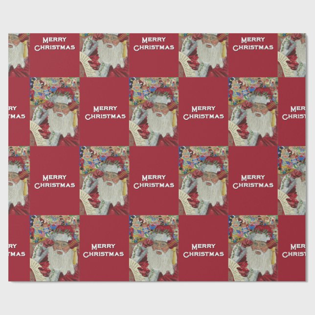 Klassiskt tomte - kolla det två gånger Helgdag Bur Presentpapper (Platt)