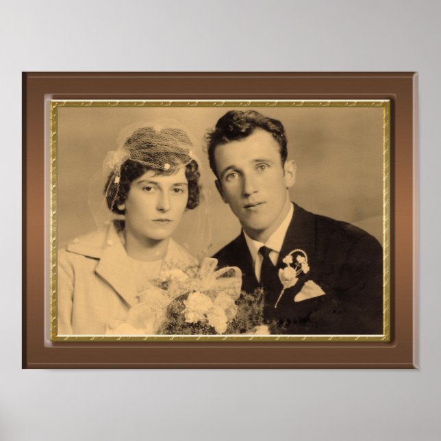 Klassiskt trä ram med anpassningsbar guld gräns poster (Framsidan)