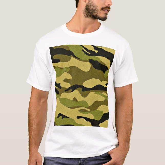 Klassiskt trälandskamouflagemönster Herr Grafisk  T Shirt (Framsida)