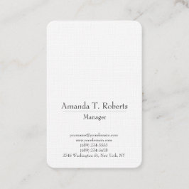 Klassiskt trendig enkelt, minimalistiskt vitt visitkort