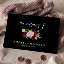 Klassiskt Tropical Black och Burgundy Bröllop Gästböcker