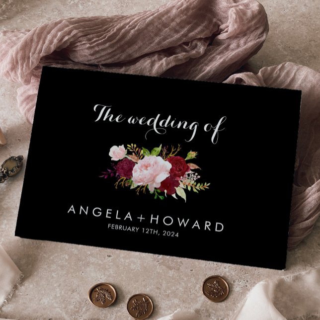 Klassiskt Tropical Black och Burgundy Bröllop Gästböcker (Skapare uppladdad)