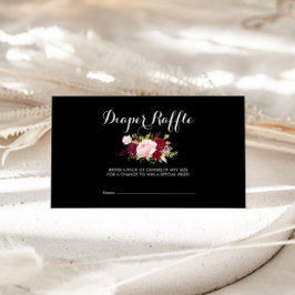 Klassiskt Tropical Black och Burgundy Diaper Raffl Tilläggskort