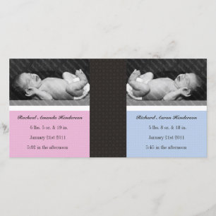 Klassiskt Twin Girl Boy Dubbla Nyfödd bebis fotopo Meddelande