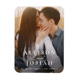 Klassiskt typografiskt foto Bröllop spara datum Magnet