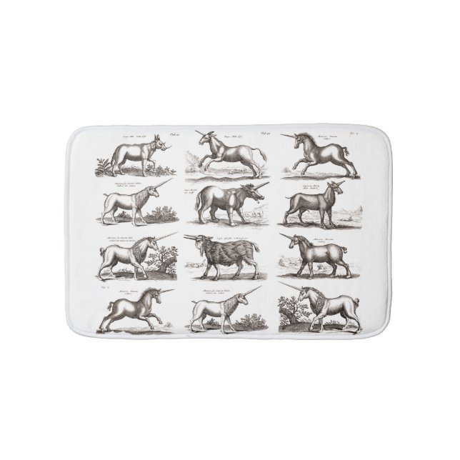 Klassiskt Unicorn Antique Mythical Magic Creature Badrumsmatta (Framsidan)