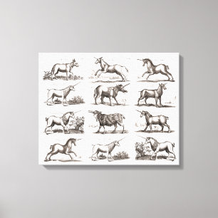 Klassiskt Unicorn Antique Mythical Magic Creature Canvastryck