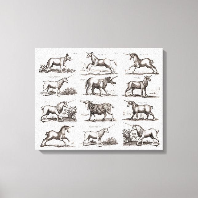 Klassiskt Unicorn Antique Mythical Magic Creature Canvastryck (Framsida)