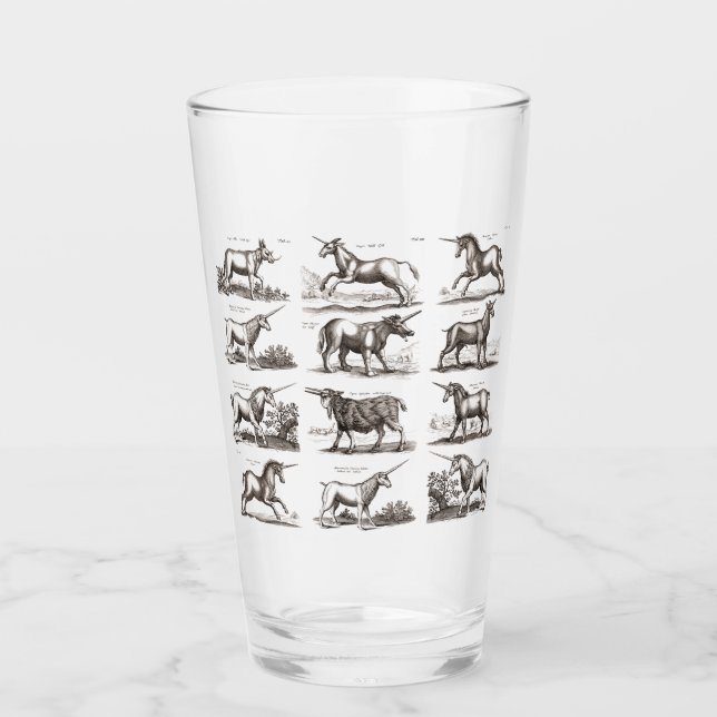 Klassiskt Unicorn Antique Mythical Magic Creature Glaskopp (Framsida)