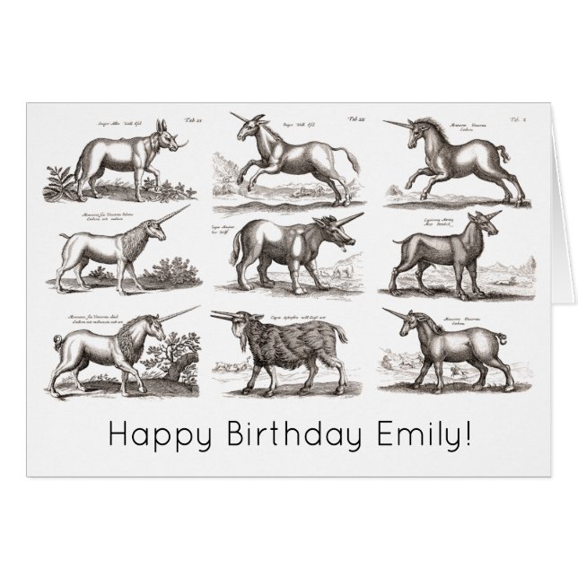 Klassiskt Unicorn Antique Mythical Magic Creature Hälsningskort (Framsidan Horizontal)