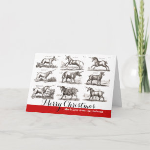 Klassiskt Unicorn Antique Mythical Magic Creature Helgkort