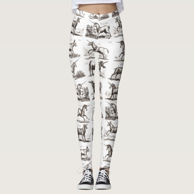 Klassiskt Unicorn Antique Mythical Magic Creature Leggings (Framsida)