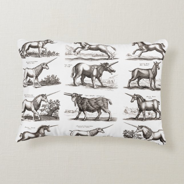 Klassiskt Unicorn Antique Mythical Magic Creature Prydnadskudde (Baksidan)