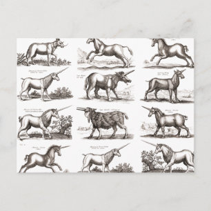 Klassiskt Unicorn Antique Mythical Magic Creature Vykort