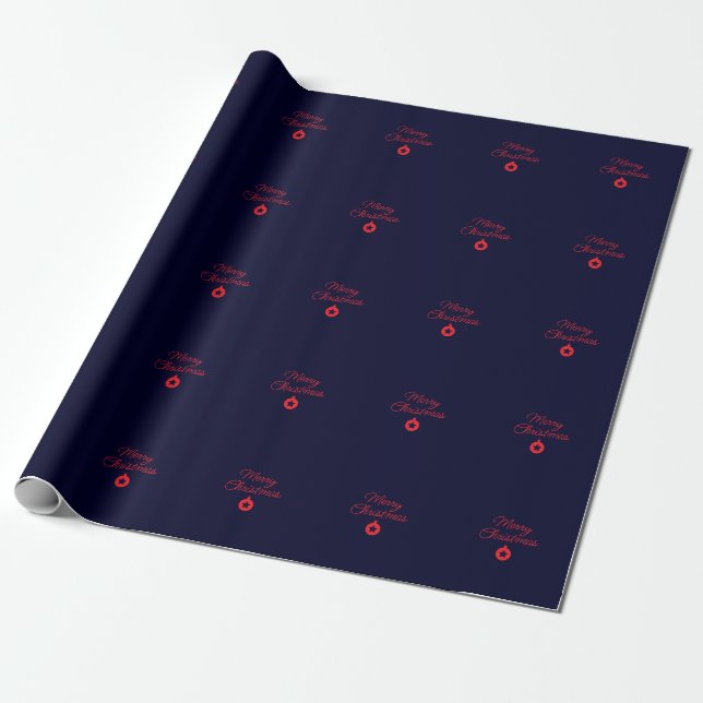 Klassiskt unikt God jul Black Sten Blue-märke Presentpapper (Utrullad)