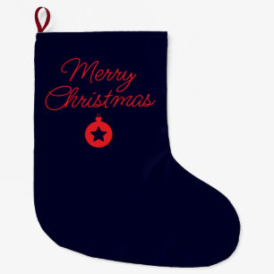 Klassiskt unikt God jul Black Sten Blue-märke Stor Julstrumpa