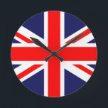 Klassiskt Union Jack Rund Klocka<br><div class="desc">Unionens Flagga,  eller Union Jack,  är Förenade kungarikets nationella flagga. Det är så kallat eftersom det förenar kor från de tre land som förenats under en statskupp - Förenade kungarikets och Wales,  Skottlands och Irlands kungar (även om endast Nordirland har varit en del av Förenade kungariket sedan 1921).</div>