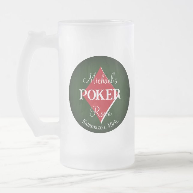 Klassiskt uppspelningskort Poker Room Diamond Frostat Ölglas (Vänster)