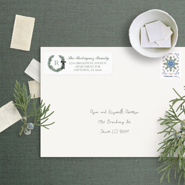 Klassiskt utandningsmonogram med Returadress Etikett (Skapare uppladdad)