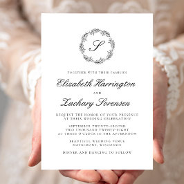 Klassiskt utandningsskript för svart och vitt Mono Inbjudningar