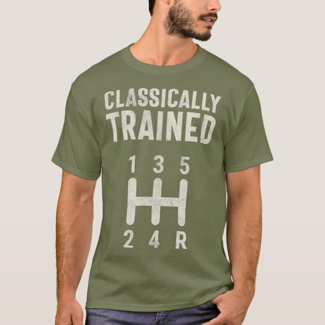 Klassiskt utbildad styrenhetsmanuell bil t shirt (Framsida)