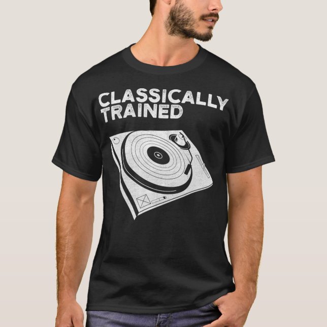 Klassiskt utbildad Turntable DJ T Shirt Music (Framsida)