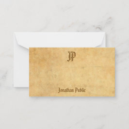 Klassiskt utseende för handskrivet skriptmonogram  anteckningskort