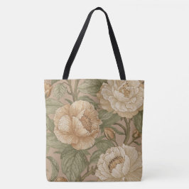 Klassiskt, vackert blommönster, Sage Gold Bloom Tygkasse