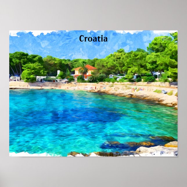 Klassiskt vackert Kroatien Adria Kusten Scenery Poster (Framsidan)