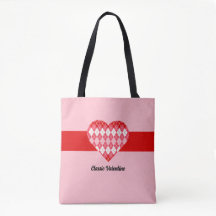 Klassiskt Valentine Red and Rosa Argyle Heart