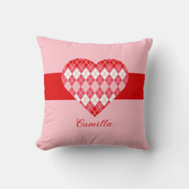 Klassiskt Valentine Red and Rosa Big Heart (Rosa) Kudde