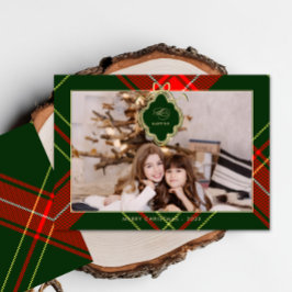 Klassiskt Vapensköld Julrött Grönt Play Photo Julkort