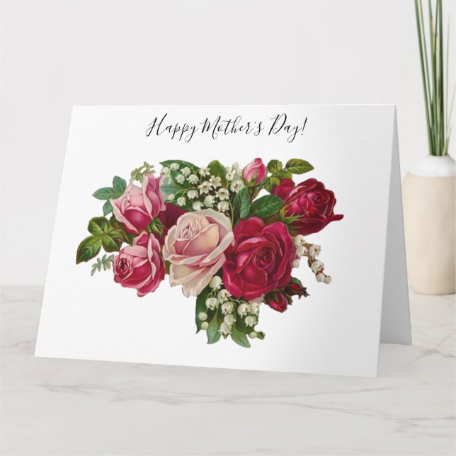 Klassiskt Victorian Ro Lily i Valley Romantik Kort (Framsida)