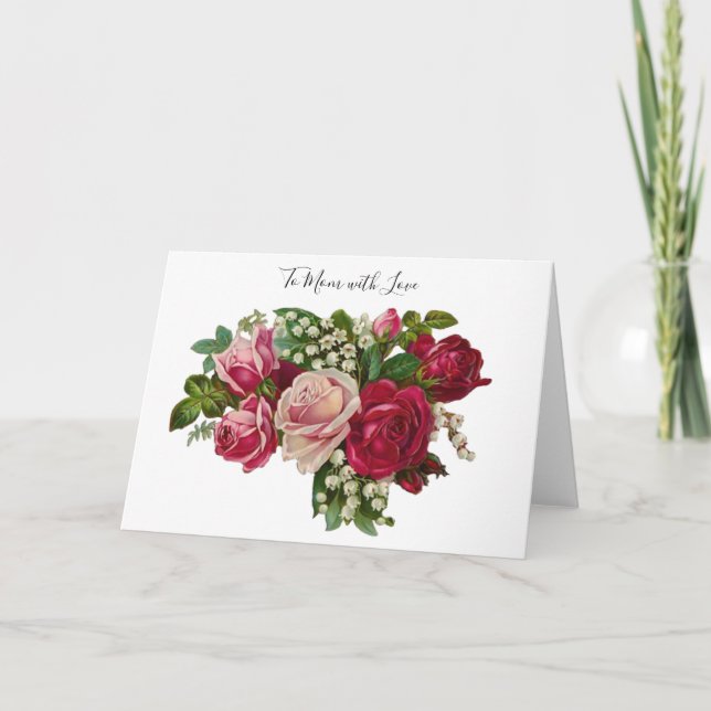 Klassiskt Victorian Ro Lily i Valley Romantik Kort (Framsida)