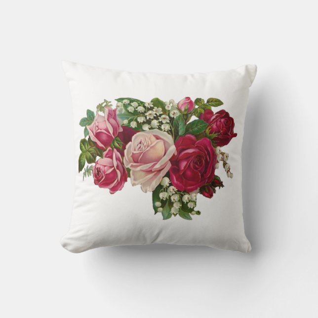 Klassiskt Victorian Ro Lily i Valley Romantik Kudde (Framsida)