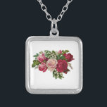 Klassiskt Victorian Ro Lily i Valley Romantik Silverpläterat Halsband<br><div class="desc">Snygg vintage perfekt för Mors dag eller romantiskt tillfälle.</div>