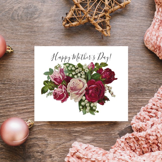 Klassiskt Victorian Ro Lily i Valley Romantik Vykort (Skapare uppladdad)