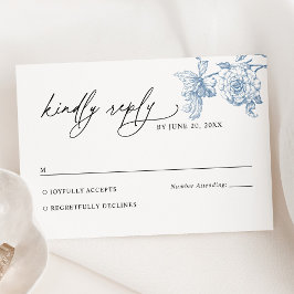 Klassiskt Viktorian Blue Blommigt-Bröllop OSA Kort