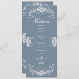 Klassiskt viktoriskt Bröllopsprogram med blå Blomm Program