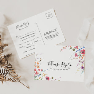 Klassiskt Vilda Färgrika Blommiga Menyval RSVP Vykort