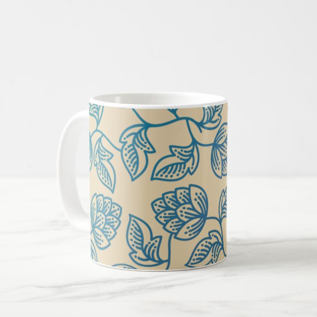 Klassiskt vinatge hoppbladsmönster kaffemugg (Framsida vänster)