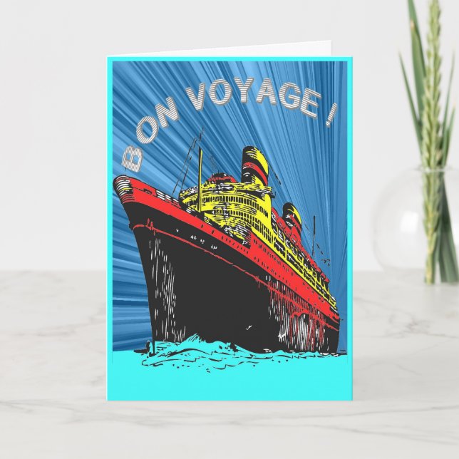 Klassiskt vinatge Retro Bon Voyage Greeting Card Kort (Framsida)