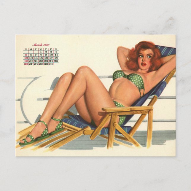 Klassiskt! Vintage 1950, stift upp flickkonst Vykort (Framsida)