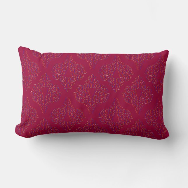 Klassiskt Vintage Damask Blommig Ornament Lumbarkudde (Framsida)