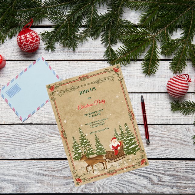 Klassiskt Vintage Nostalgiskt Jul  Inbjudningar (Skapare uppladdad)