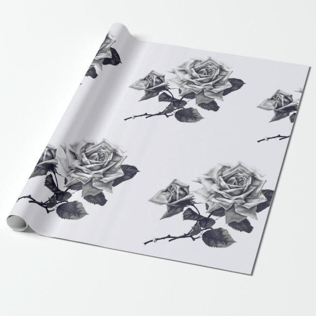 Klassiskt Vintage Rose Presentpapper (Utrullad)