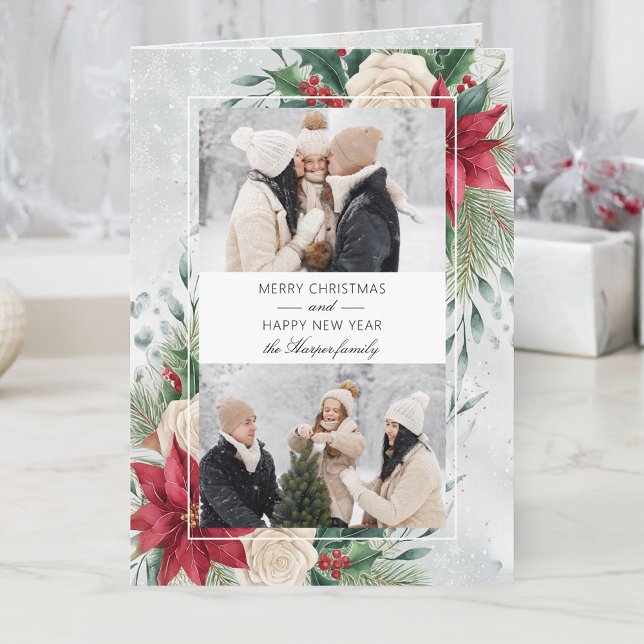 Klassiskt vinterbotaniskt tvåfoto helgkort (Skapare uppladdad)